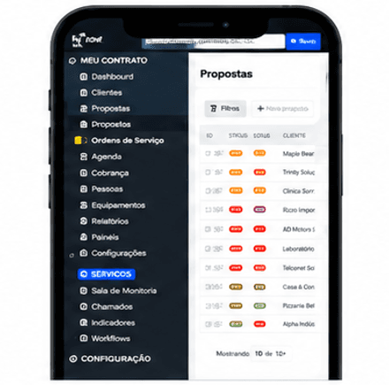 MyHeaven Serviços exibido em um dispositivo móvel