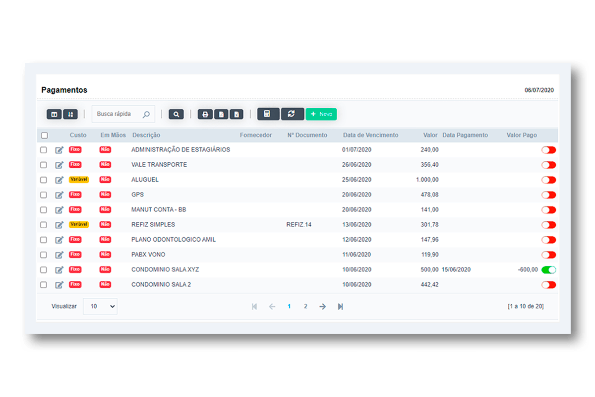 Pagamentos e Recebimentos